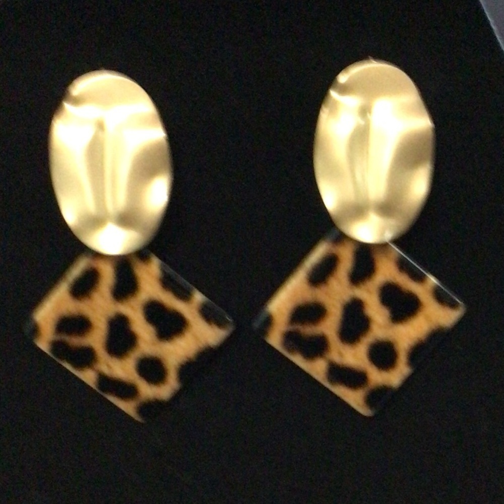 Leopard Print Gold Earrings